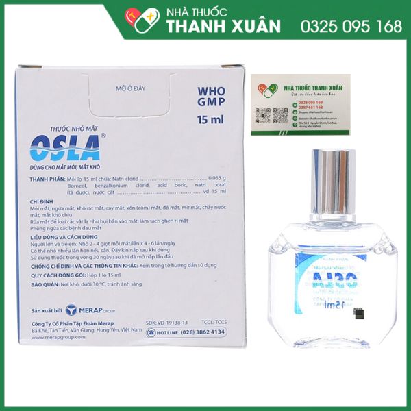 Thuốc nhỏ mắt Osla - Trị mỏi mắt, ngứa mắt, khô rát mắt, cay mắt